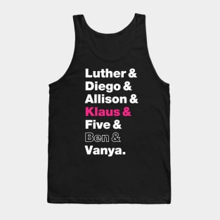 Umbrella Academy Character Names - Pink Klaus Hargreeves, Ben Hargreeves Outline Tank Top